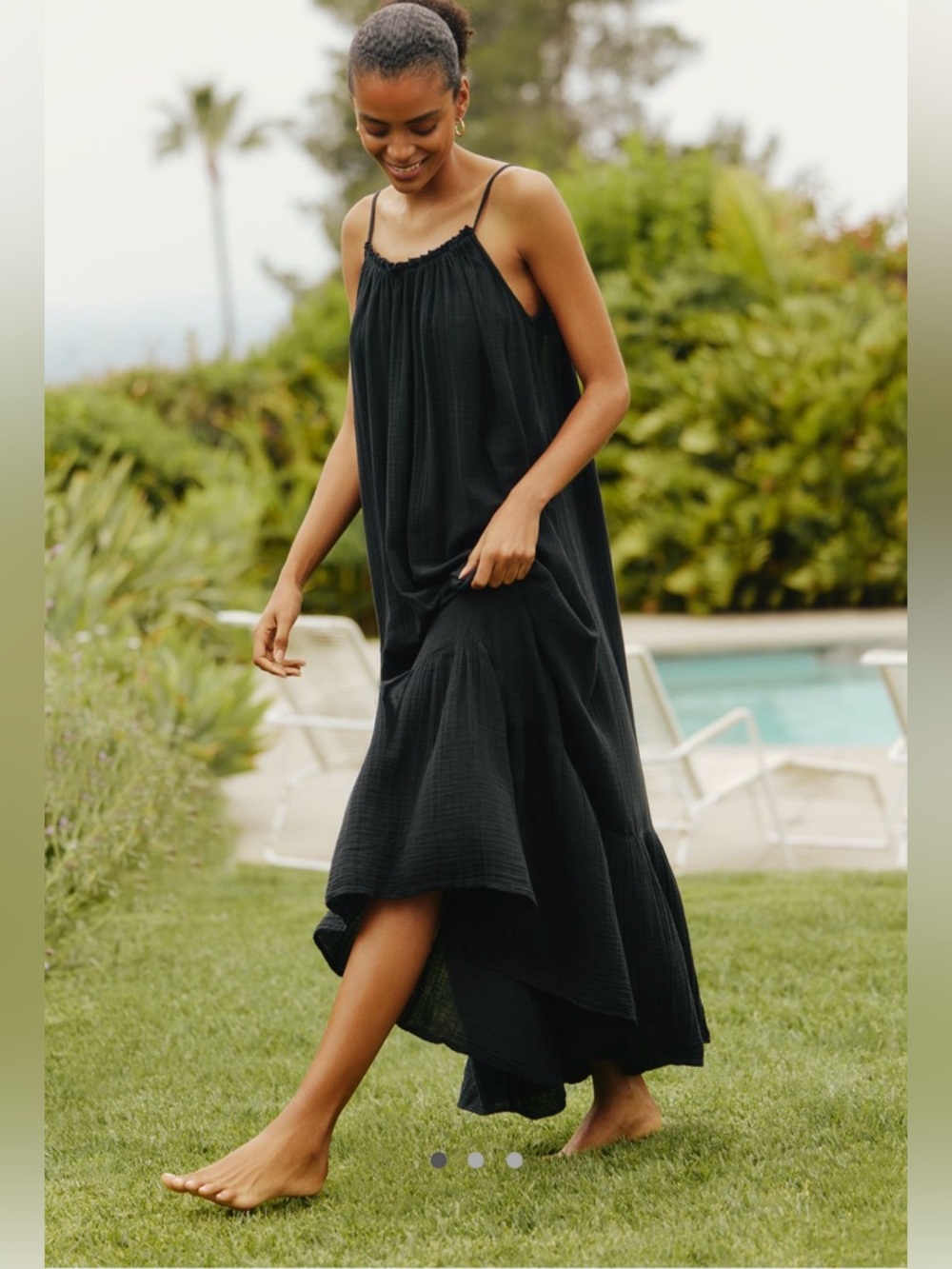 NWT Anthropologie The Malika Gauze Maxi Dress by Celandine Large Black